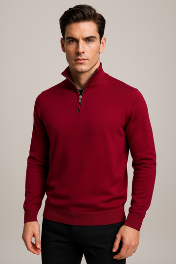Relaxed Fit Cashmere Zip Neck Jumper