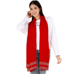 Red Large Pashmina Shawl with Crystal Beads Border Media