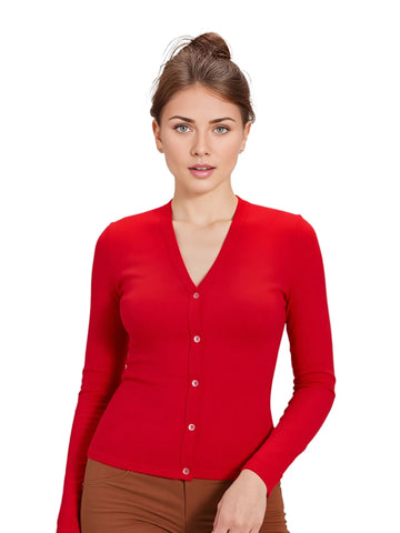 Regular Fit Cashmere V-Neck Short Cardigan