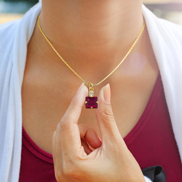 Small Swarovski Crystals Square Pendant With Gold Fittings