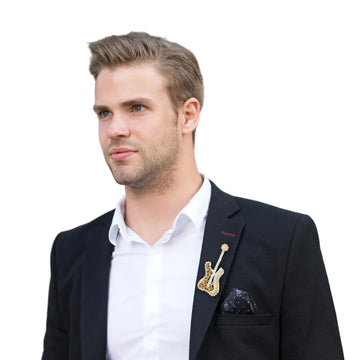 Swarovski Crystals Fender Guitar Lapel Brooch