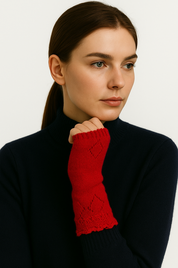 Scottish Cashmere Pointelle Wrist Warmers