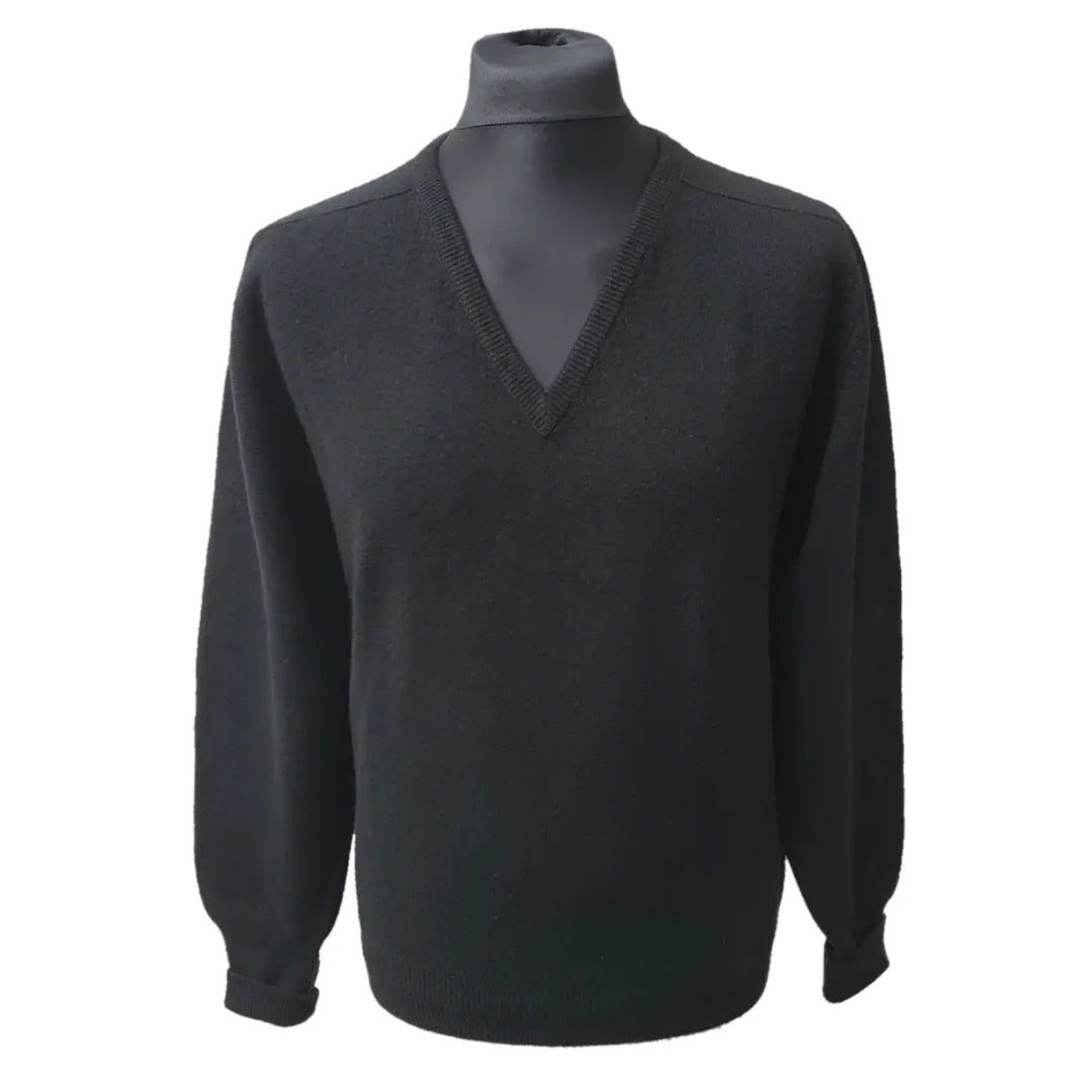 Cashmere Loose Fit Saddle Shoulder V Neck Jumper With Turnback Cuffs