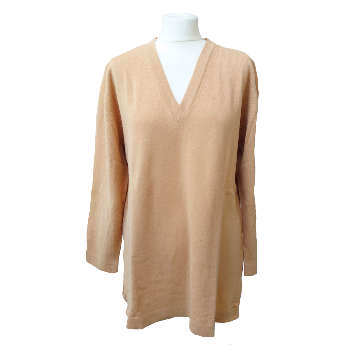 Loose Fit Cashmere V-Neck Long Tunic