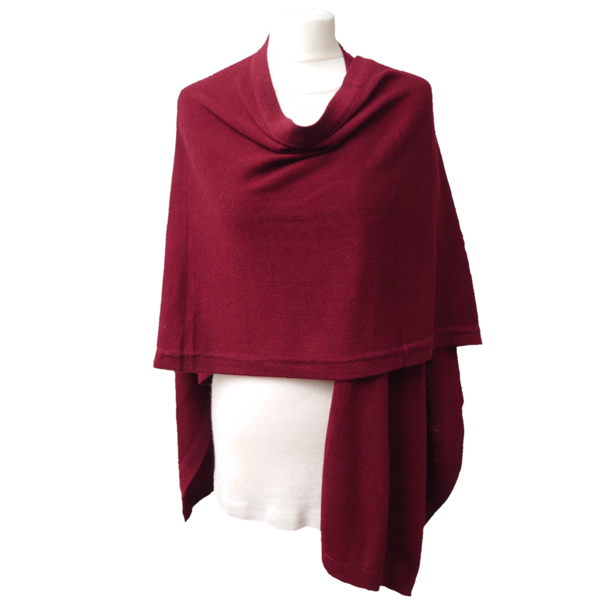 Lambswool And Silk Blend Cape - Wine Red - TCG London