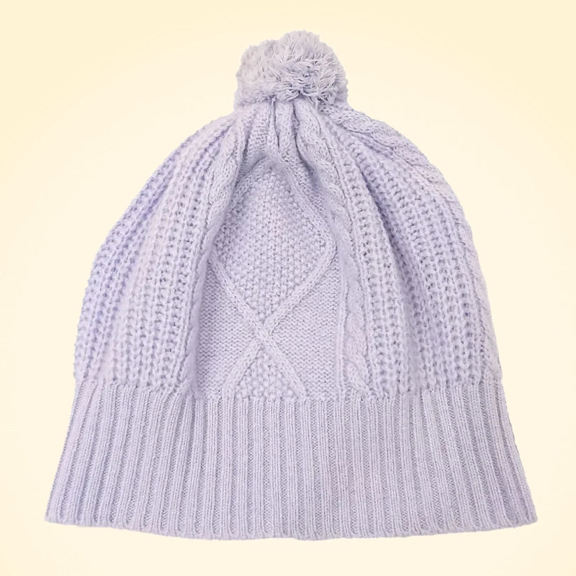 Scottish Cashmere PomPom Cable Beanie - TCG London