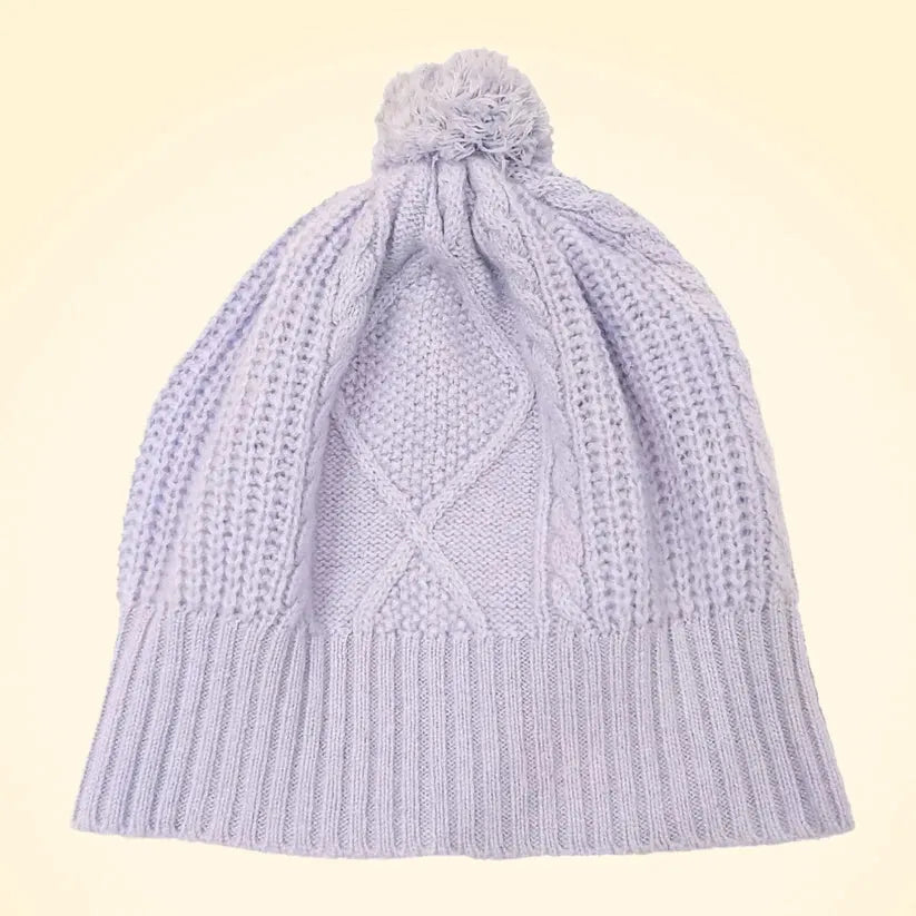 Scottish Cashmere PomPom Cable Beanie - TCG London