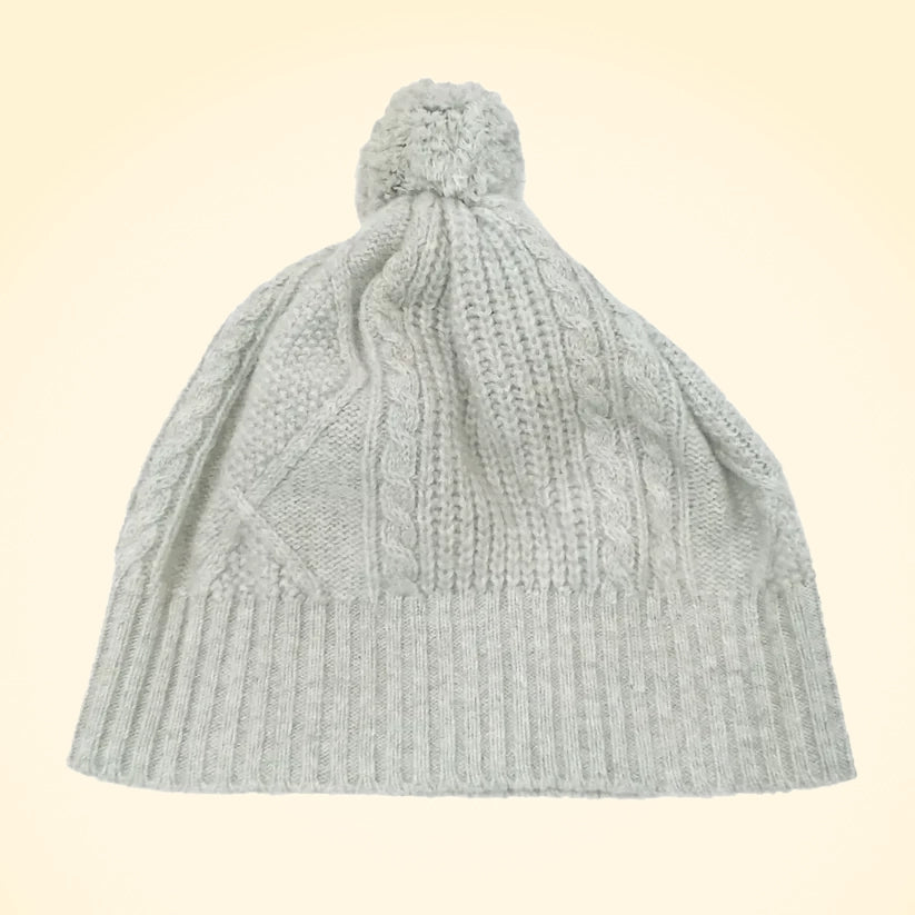 Scottish Cashmere PomPom Cable Beanie - TCG London