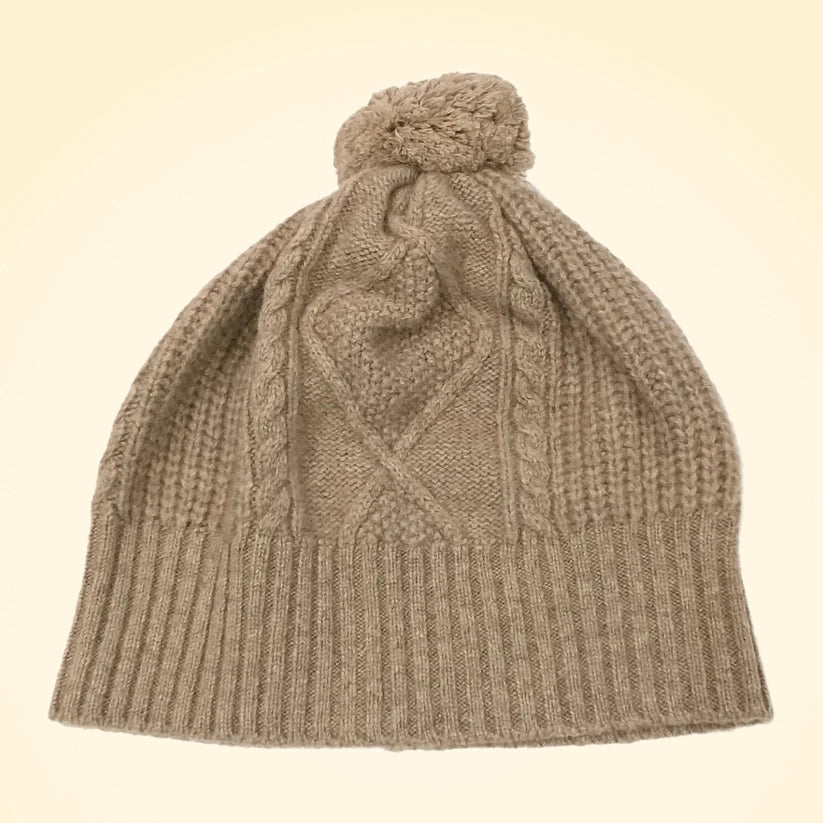 Scottish Cashmere PomPom Cable Beanie - TCG London