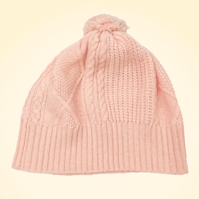 Scottish Cashmere PomPom Cable Beanie - TCG London