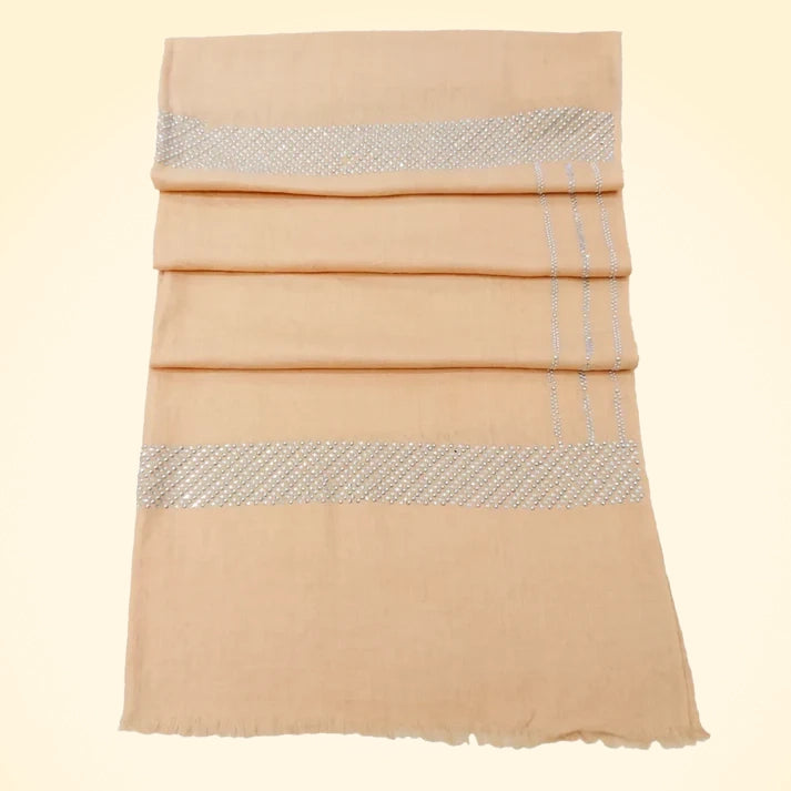 Pashmina Large Stole With Hand Applied Crystals - TCG London