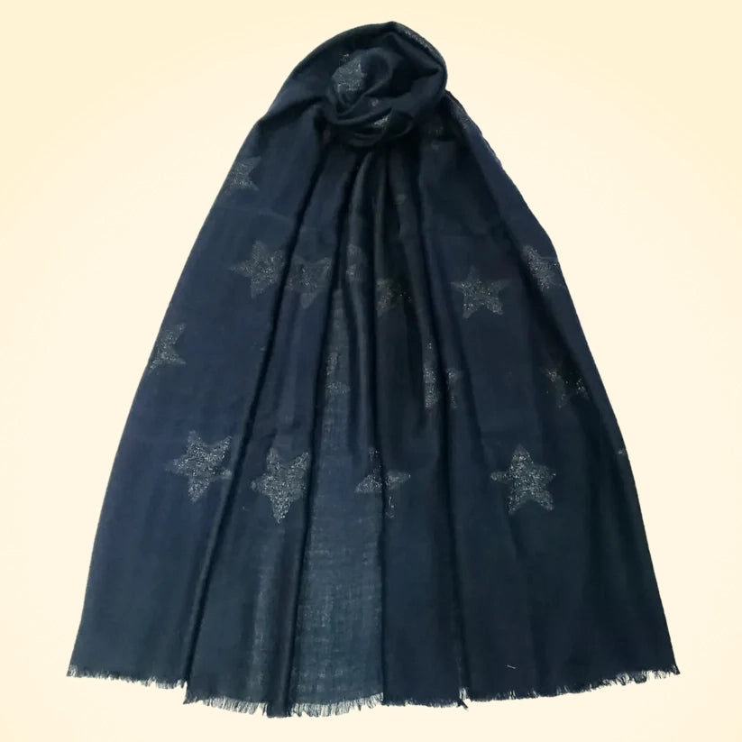 Large Fine Pashmina Stole with Patterned Design - TCG London