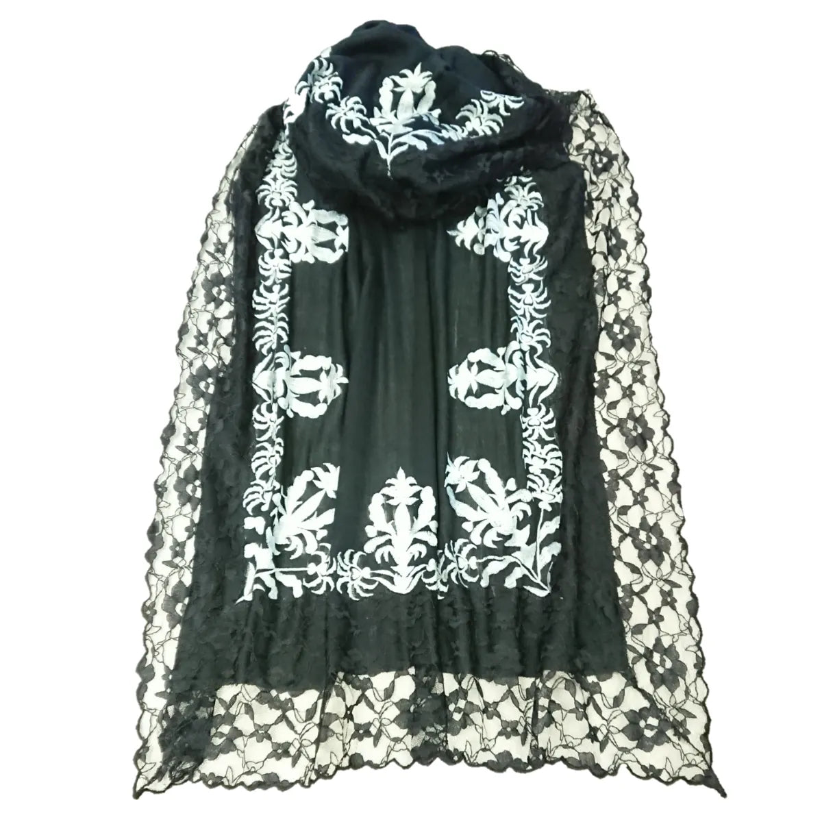 Dark Green Embroidered Pashmina Cashmere Shawl - TCG London