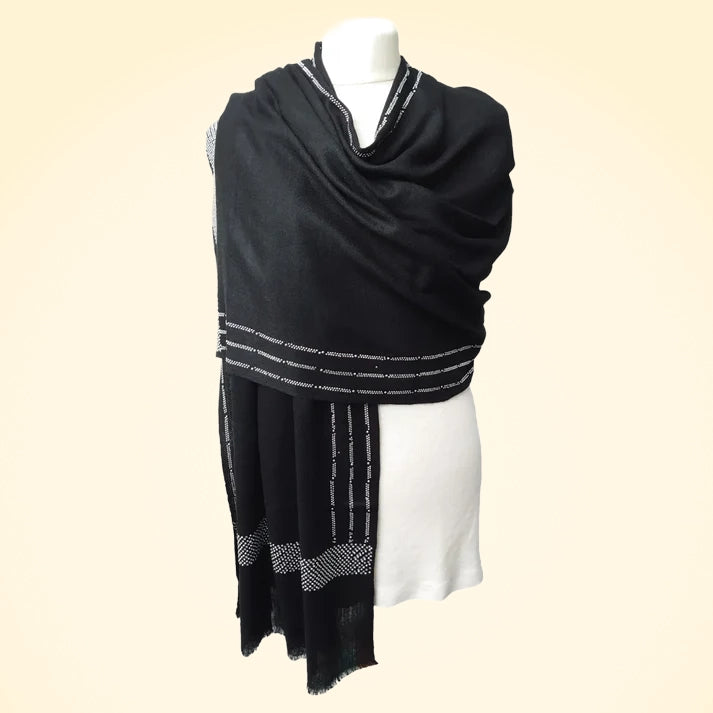 Pashmina Large Stole With Hand Applied Crystals
