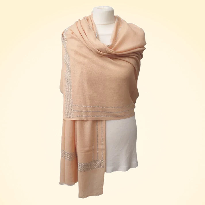 Pashmina Large Stole With Hand Applied Crystals - TCG London