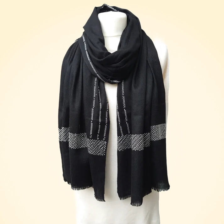 Pashmina Large Stole With Hand Applied Crystals - TCG London