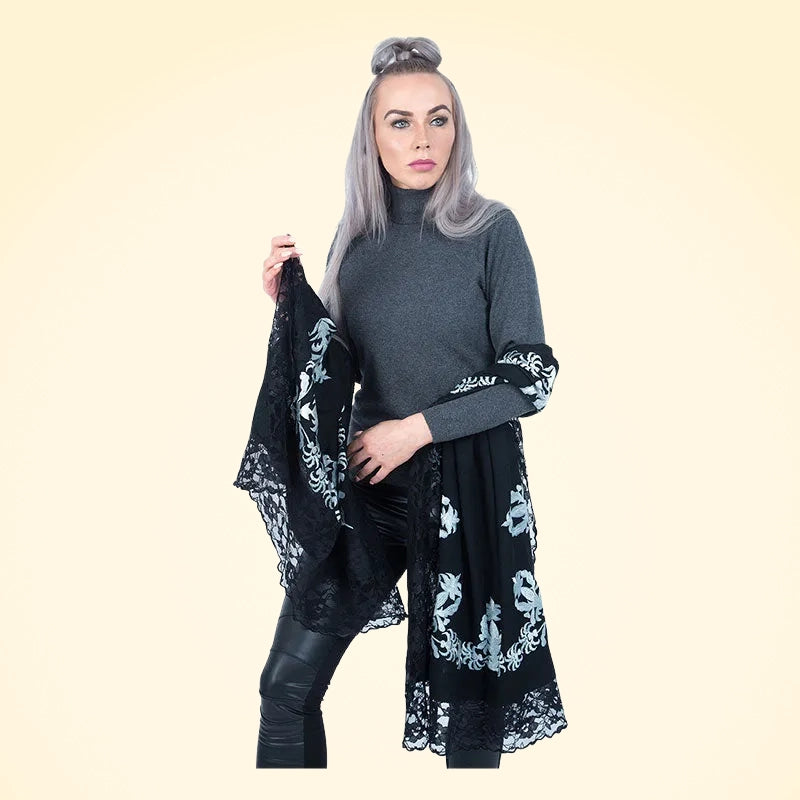Embroidered Pashmina Cashmere Shawl - TCG London
