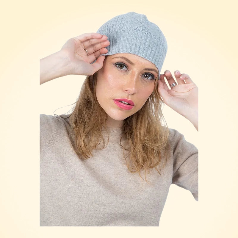 Scottish Cashmere PomPom Cable Beanie - TCG London