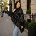 Large Luxury Shawl with Shiny Thread Embroidery - TCG London