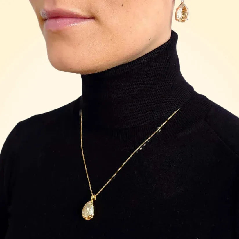 Small Swarovski Crystals Teardrop Pendant - TCG London