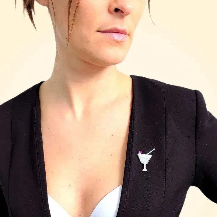 Swarovski Crystals Martini Glass Brooch - TCG London