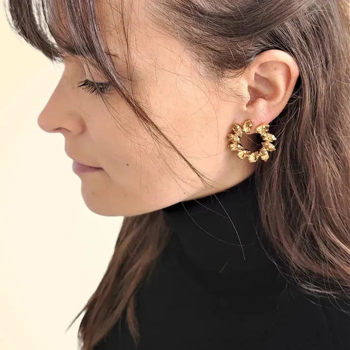 Swarovski Crystals Sunray Circle Earrings - TCG London