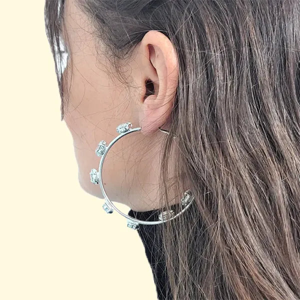 Swarovski Crystals Marquise Hoop Earrings - TCG London