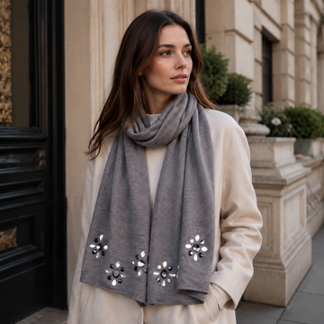 Scottish Cashmere Embellished Knitted Scarf