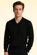 Cashmere Loose Fit Saddle Shoulder V-Neck Jumper With Turnback Cuffs - TCG London