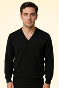 Cashmere Loose Fit Saddle Shoulder V-Neck Jumper With Turnback Cuffs - TCG London