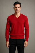 Cashmere Loose Fit Saddle Shoulder V-Neck Jumper - TCG London