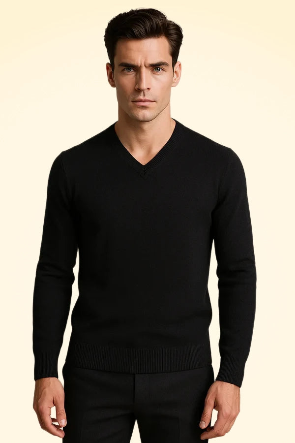Regular Fit Cashmere V-Neck Jumper - TCG London