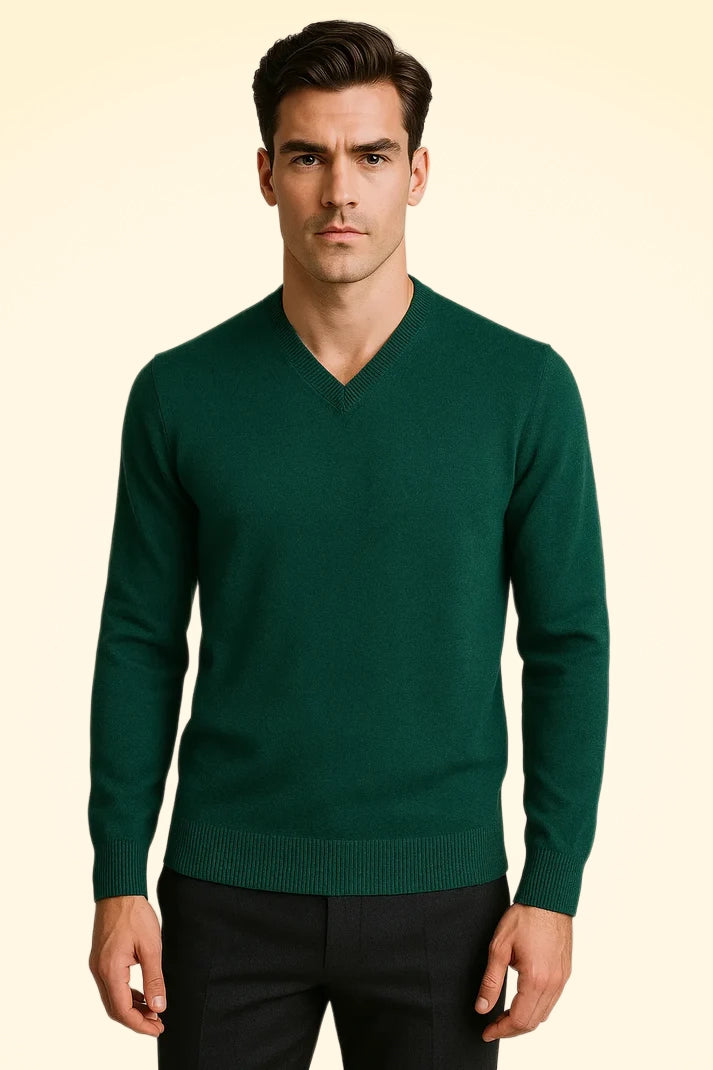 Relaxed Fit Cashmere V-Neck Jumper - TCG London