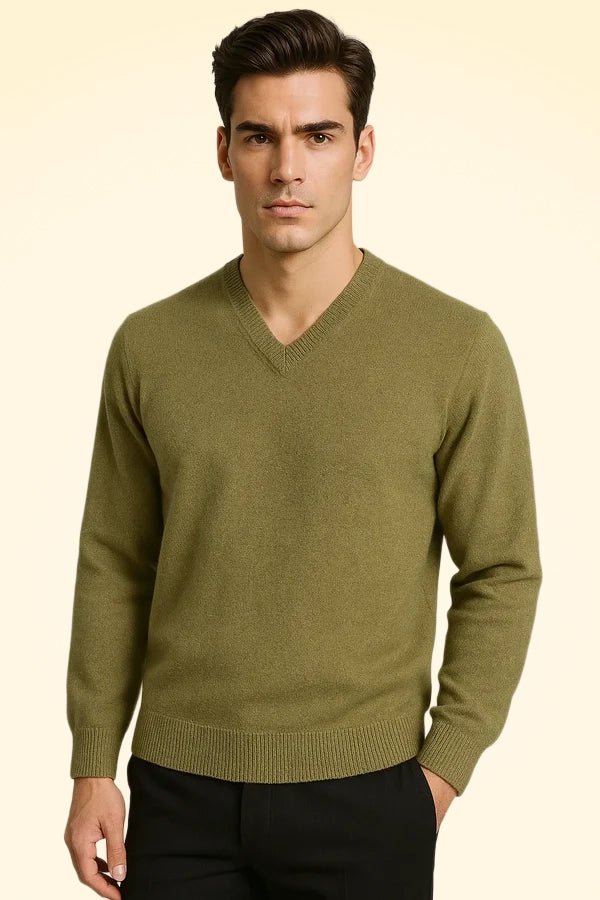 Relaxed Fit Cashmere V-Neck Jumper - TCG London