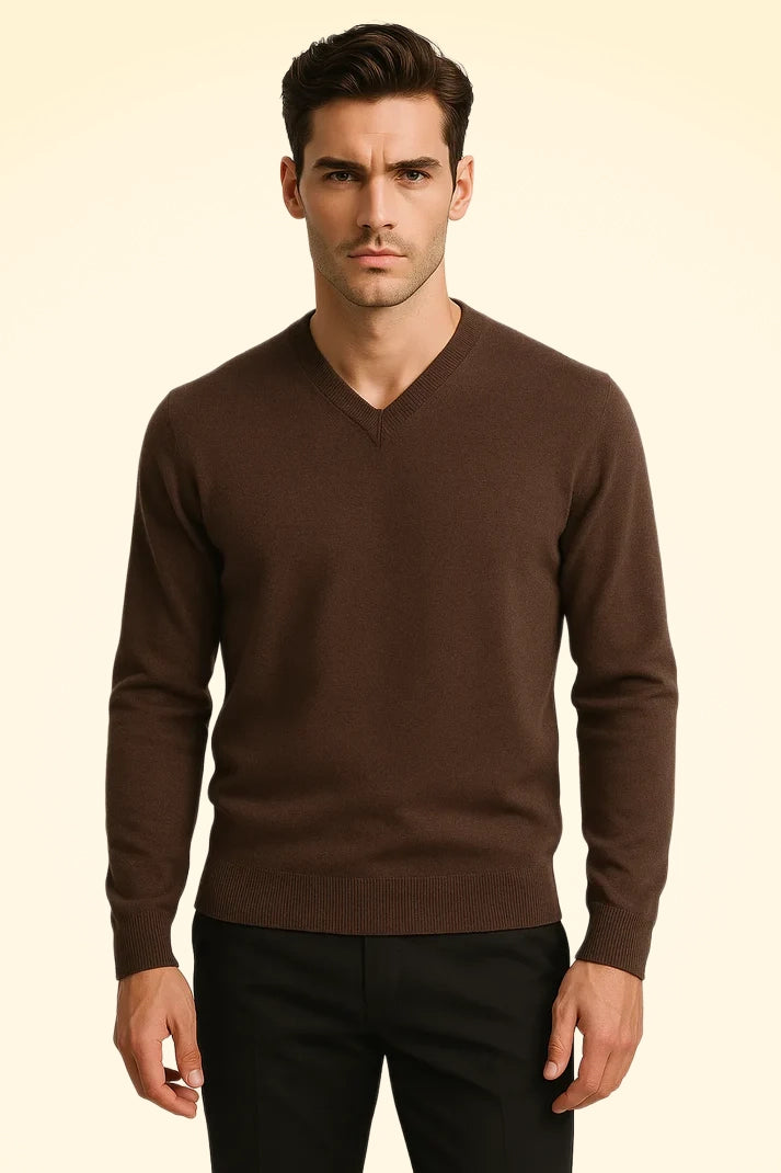 Relaxed Fit Cashmere V-Neck Jumper - TCG London