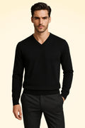 Relaxed Fit Cashmere V-Neck Jumper With Turnback Cuffs - TCG London