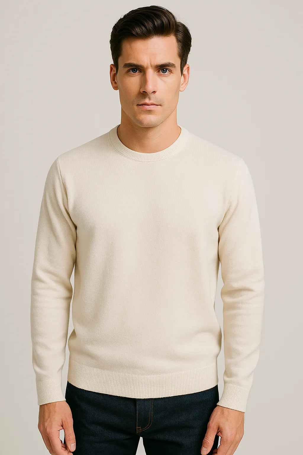 Cashmere Loose Fit Saddle Shoulder Round Neck Jumper