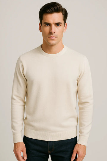 Cashmere Loose Fit Saddle Shoulder Round Neck Jumper