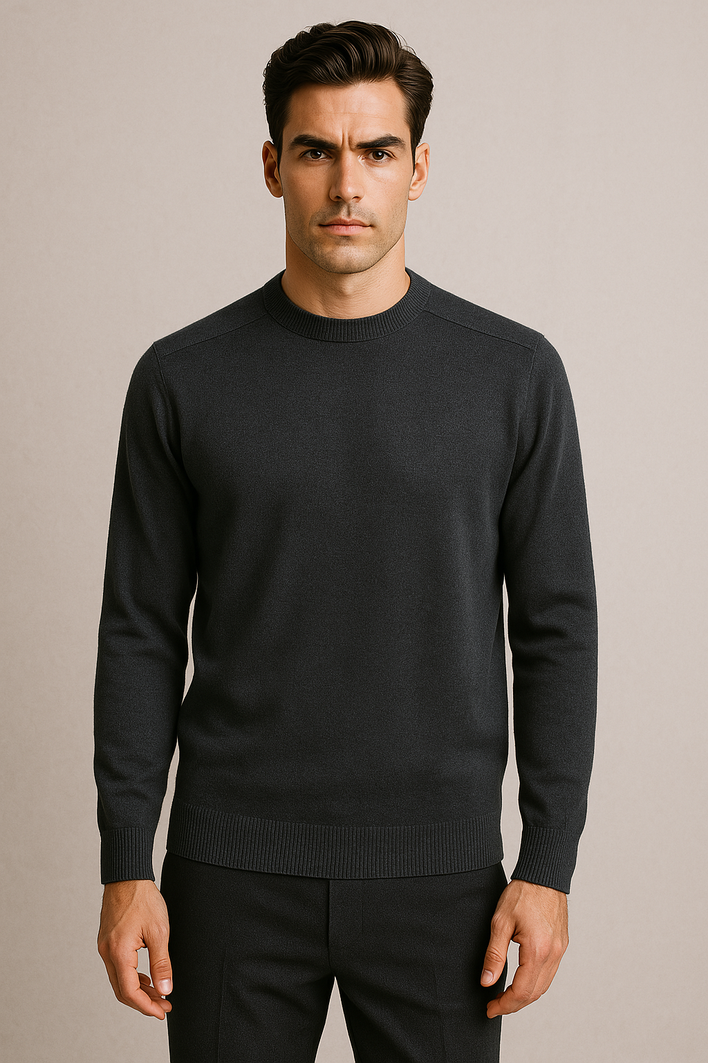 Cashmere Loose Fit Saddle Shoulder Round Neck Jumper