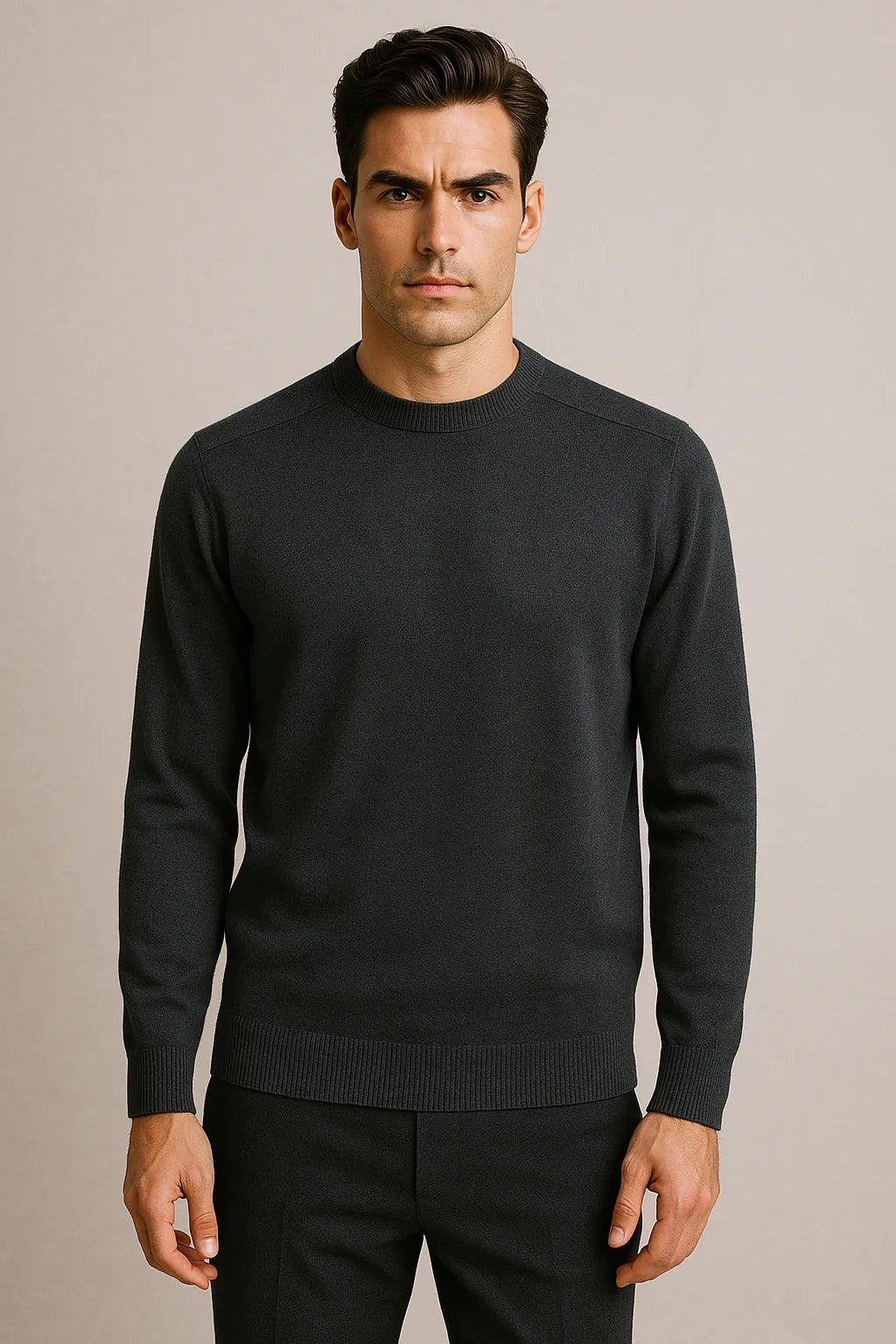 Cashmere Loose Fit Saddle Shoulder Round Neck Jumper
