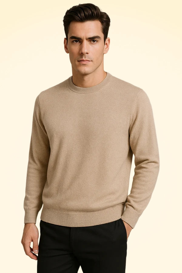 Cashmere Loose Fit Saddle Shoulder Round Neck Jumper With Turnback Cuffs - TCG London