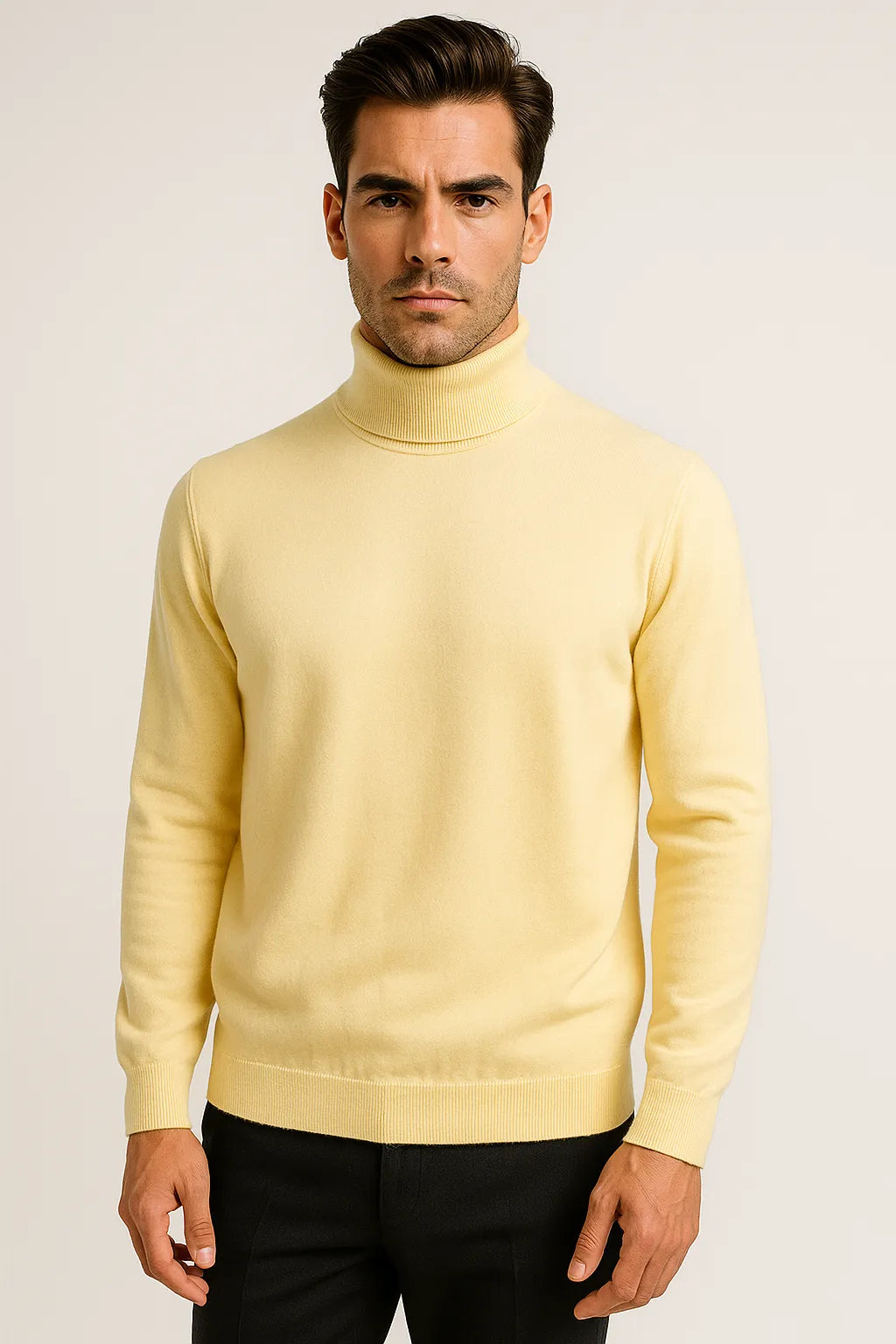 Loose Fit Cashmere Roll Neck Jumper With Turnback Cuffs