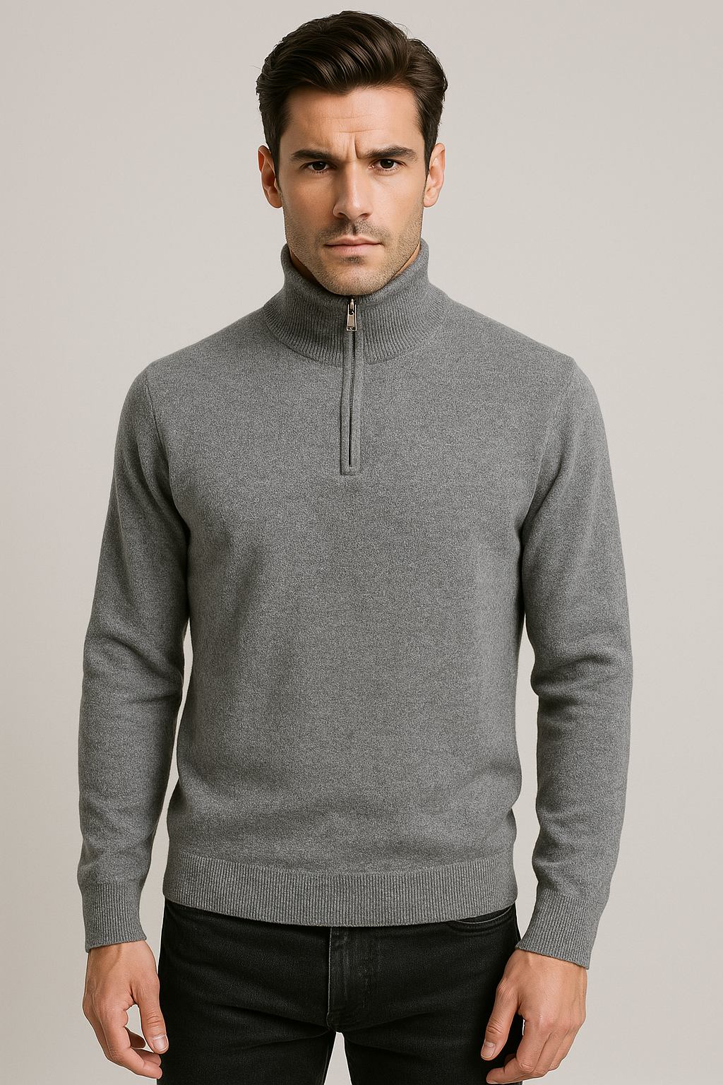 Relaxed Fit Cashmere Zip Neck Jumper
