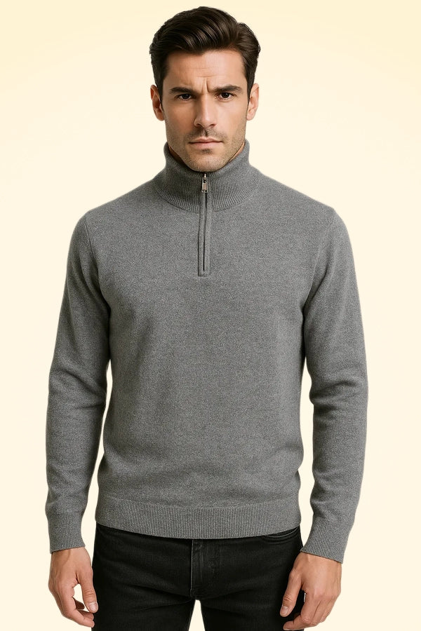 Relaxed Fit Cashmere Zip Neck Jumper - TCG London