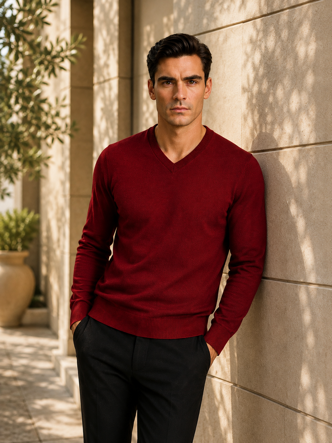 Regular Fit Cashmere V-Neck Jumper - TCG London