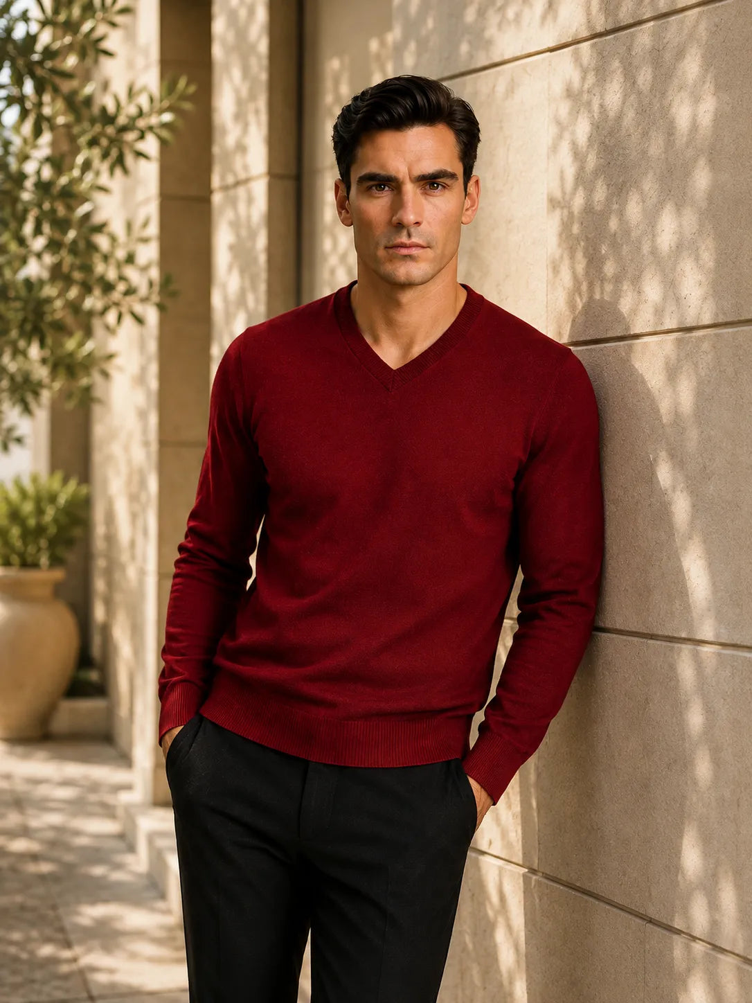 Regular Fit Cashmere V-Neck Jumper - TCG London