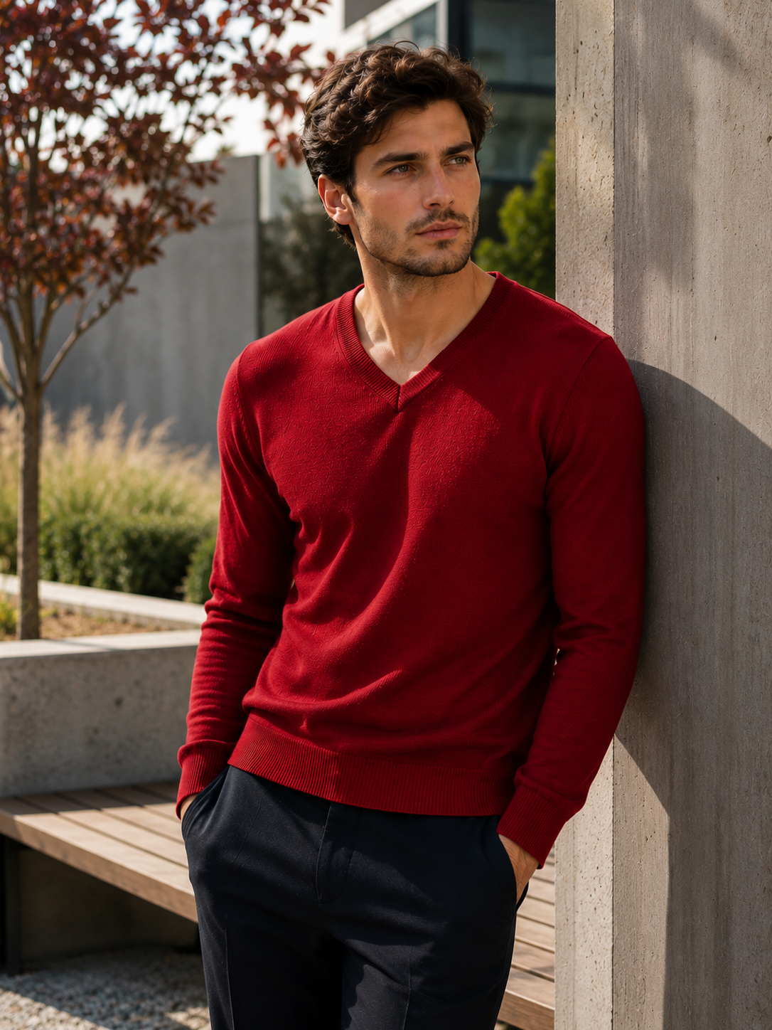 Cashmere Loose Fit Saddle Shoulder V-Neck Jumper - TCG London