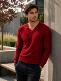 Cashmere Loose Fit Saddle Shoulder V-Neck Jumper - TCG London