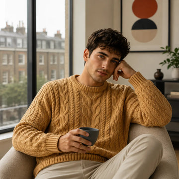 Loose Fit Cashmere Chunky Jumper - Aran Cable Knit