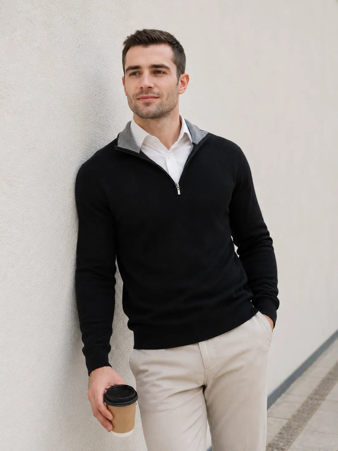 Classic Fit Zip Neck Cashmere Jumper - TCG London